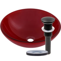 Novatto TIG-8305ORB ROSSO Double Layer Solid Red Glass Vessel Bathroom Sink Set, Oil Rubbed Bronze