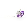 thumbnail image 3 of Galaxy Gold 14K Solid White Gold 16" Modern Heart Necklace with Natural Diamonds and Amethysts, 14"-24" Sizes, February Birthstone, Symbol of Serenity, 3 of 3