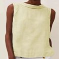 thumbnail image 1 of JUNWELL 2024 Printemps Coton Lin Haut Femme Blanc Sans Manches Col Rond Blouse Décontractée Mode Tendance Bureau Hauts Dames, 1 of 7