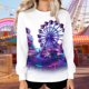 thumbnail image 2 of Camiseta con Capucha de Manga Larga de Cuello Redondo de Impresión de Carnaval Casual de las Mujeres Toda la Temporada, 2 of 7