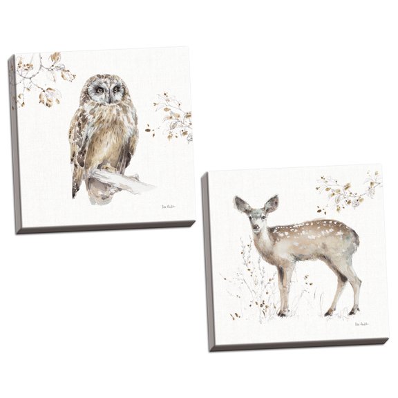 Gango Home Decor Shabby-Chic A Woodland Walk VIII & IX by Lisa Audit (Ready to Hang); Two 16x16in Hand-Stretched Canvases