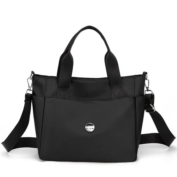 Nylon Tote Bag for Women Waterproof Cross Body Handbags Purse with Zipper Pocket Shoulder Bag Ladies Casual Satchel-black-