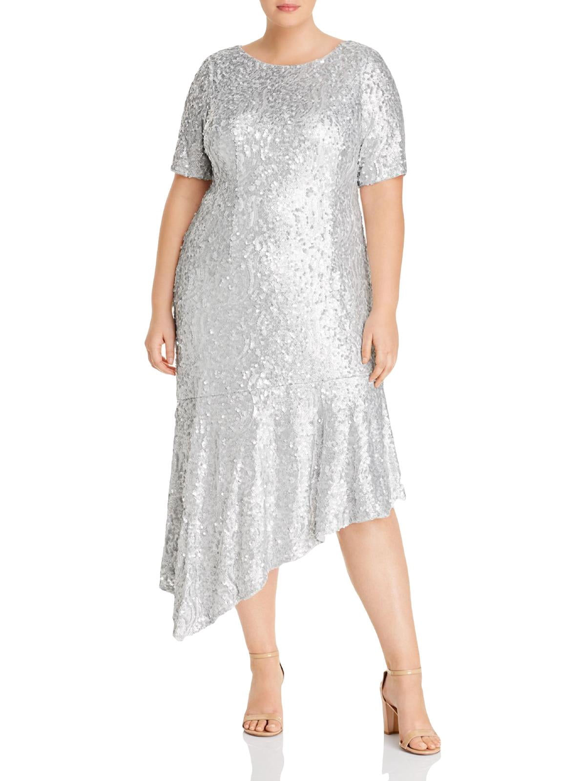 silver party dress plus size