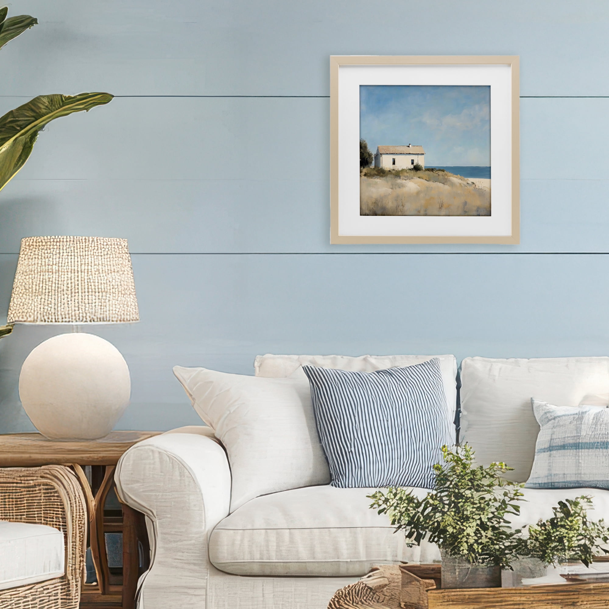 Stupell Industries Simple Beach House on Dunes Birch Framed Print Under Glass, design by Creative Studio