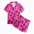thumbnail image 5 of TOWED22 Halloween Pajamas Girl Fall Costume Graphic Button Up Sleepwears Loungewear 2 Piece Top and Shorts Pjs Sets for 2-13 Years Teens(Hot Pink,6-7 Y), 5 of 5