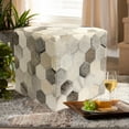 thumbnail image 5 of Pasargad Home 18"H Galaxy Cowhide Pouf Ottoman, Silver/Grey, 5 of 6