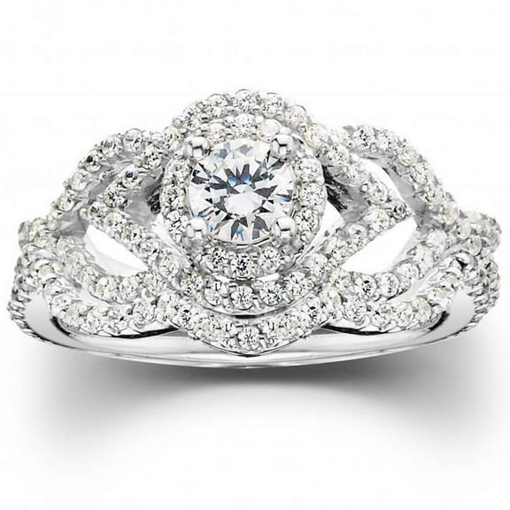 Empire Jewel White Gold Over 14K Silver Diamond Ring - Round Cut 1 Ct VVS1/D Diamond Solitaire Rings - Multi Diamond Wedding Anniversary Engagement Ring For Women's - Forever Diamond Ring for Her