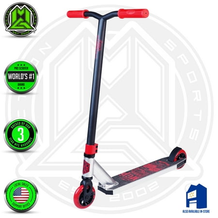 Mgp Scooters Cheap MADD GEAR – CARVE ELITE – Silver Red – Suits Boys & Girls Ages 8+ - Max Rider Weight 220lbs – 3 Year Manufacturer’s Warranty – World’s #1 Pro Scooter Brand – Built to Last! Madd Gear Est. 2002 ()
