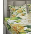 thumbnail image 2 of Ambesonne Rose Fitted & Top Sheet Set with Shams, Watercolor Wedding Flowers, Yellow Beige Green, 2 of 4