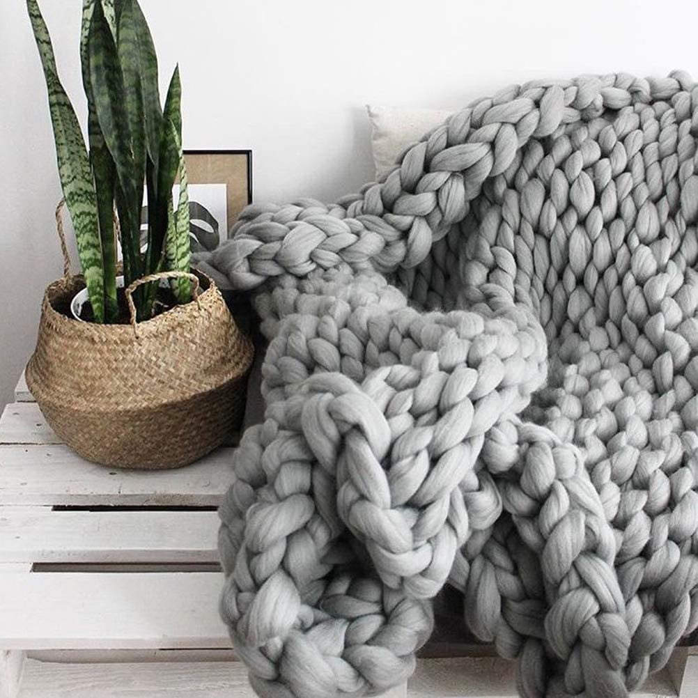 Grey thick knitted throw sale