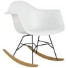 Hodedah Mid Century Modern, Molded Rocking Bucket Chair, White
