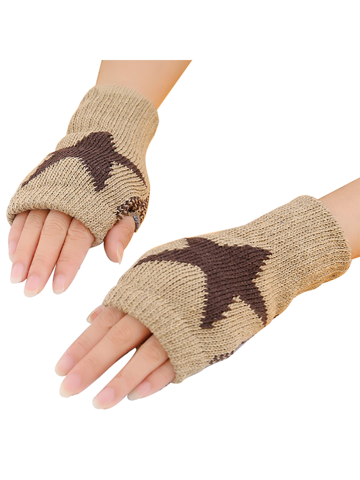 Details about   Cashmere Fingerless Warm Winter Gloves Knitting Half Finger Gloves 