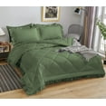 thumbnail image 4 of DNG Creations 1 Piece Ruffle Diamond Comforter All Season 550 GSM Full/Queen Size - 800 Threads Count, 100% Egyptian Cotton Solid Moss Colour, 4 of 7