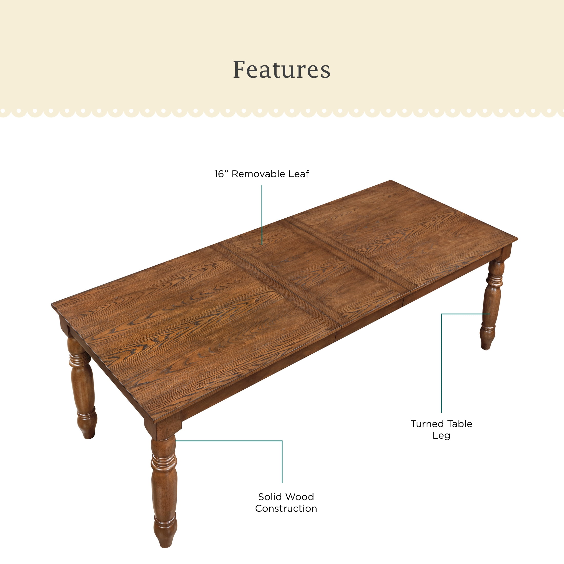 The Pioneer Woman Harper Extendable Wood Dining Table, Homestead Brown