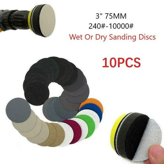 10Pcs 3 Inch Assorted Sandpaper Hook -Loop Sanding Disc 1000# /2000# /3000#/4000# 5000#10000#Grits For Sanding Polishing 7000# Smile Home