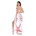 thumbnail image 3 of FORMRS Womens Long Sarong Beach Wrap Semi-Sheer Bikini Skirt Bathing Swimsuit Cover Up, White Starfish, 3 of 7