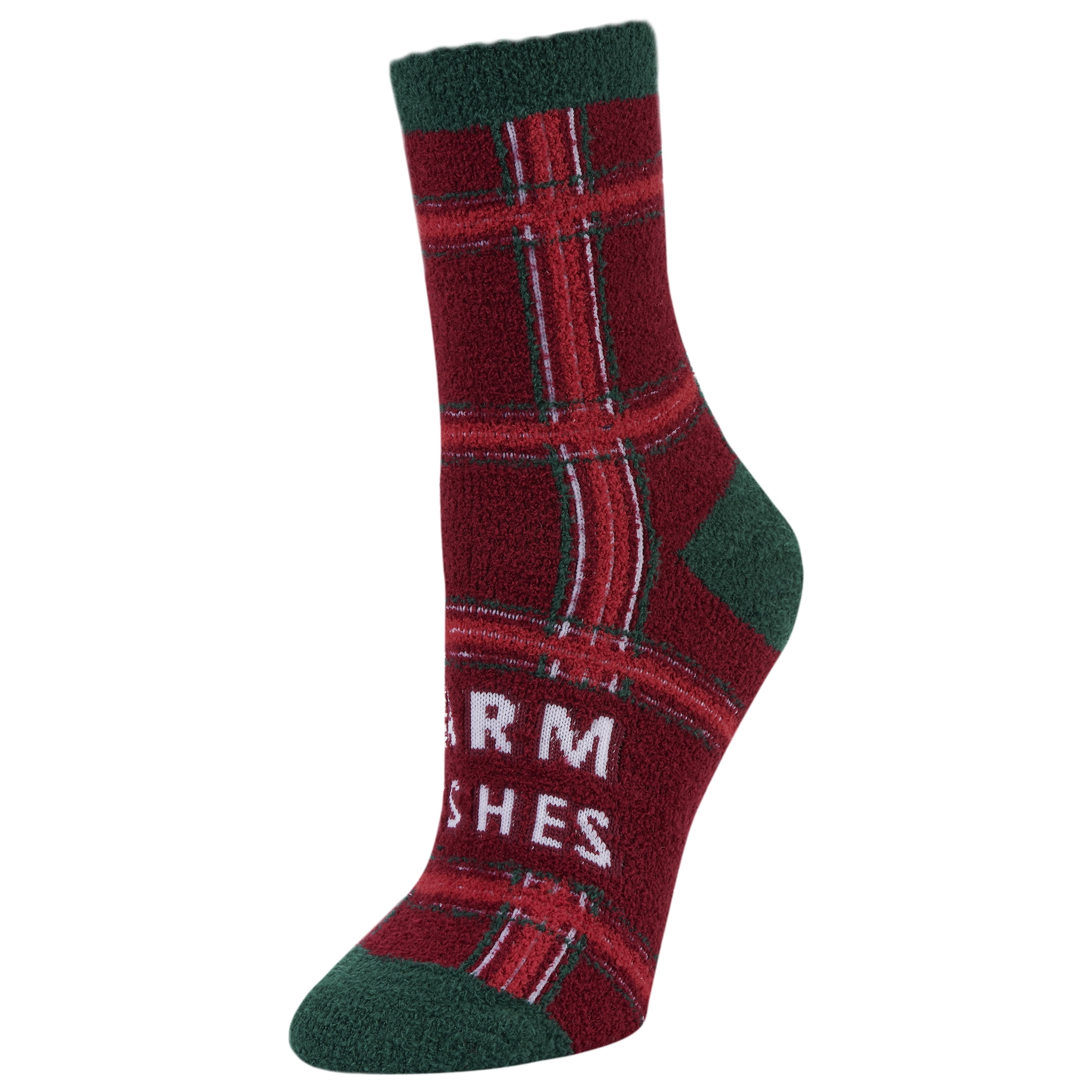 Airplus Holiday Spa Aloe-Infused Burgundy Plaid Wishes Women's Medium Crew Socks 5-10