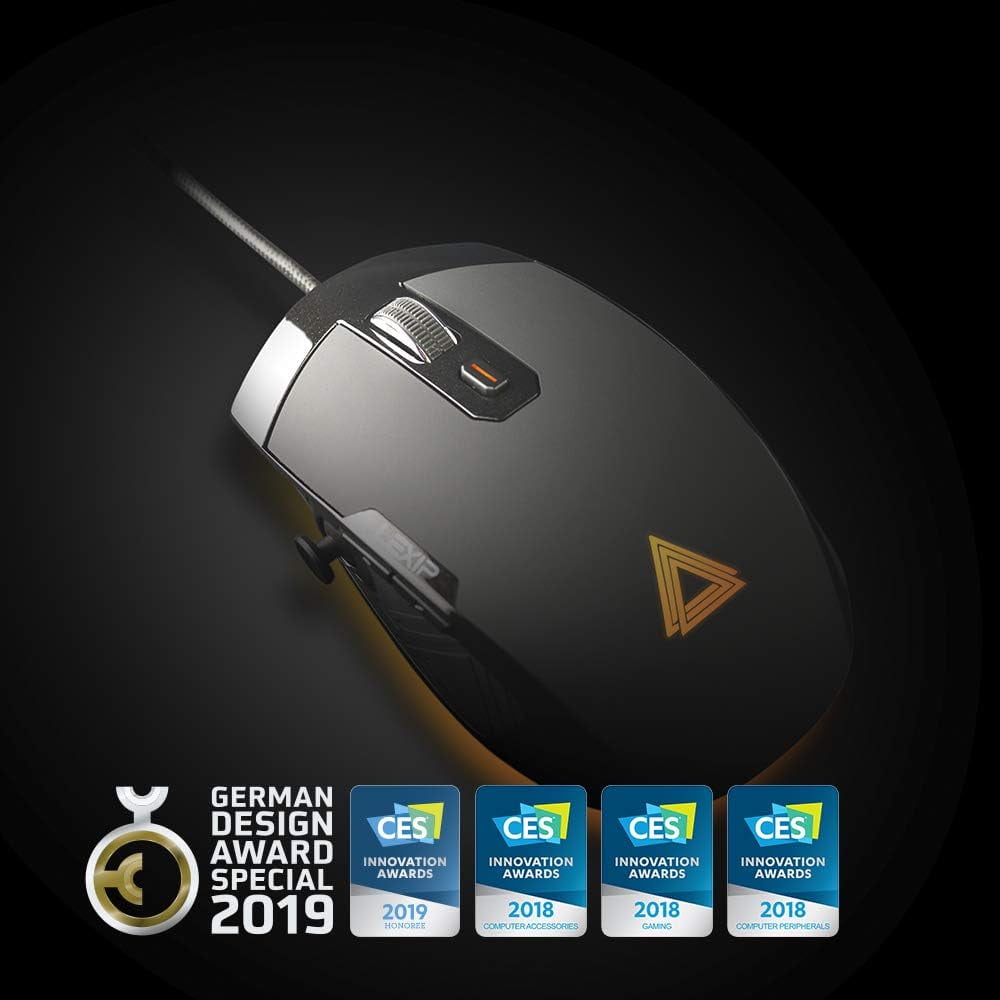 Lexip PU94 Wired 3D Gaming Mouse with Internal Joystick, Thumb Joystick, Programmable Buttons, 12000 DPI, RGB Lighting