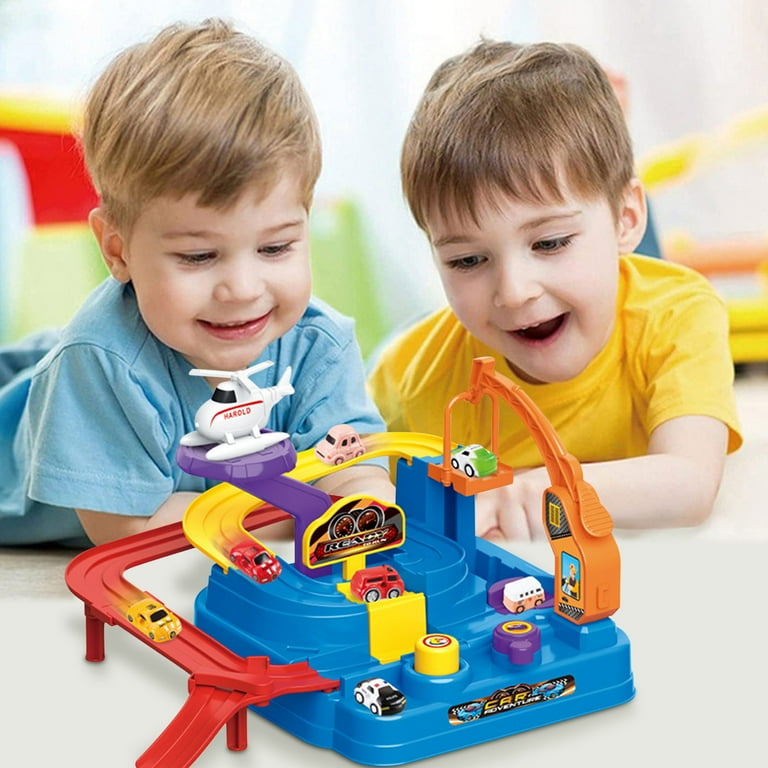 TUTUnaumb Hot Sale Toys Gifts for Kids Kids Gift Train Track Toy Montessori Race Car Set Mechanical Adventure Educational Toddler Race Tracks Car For