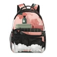 thumbnail image 1 of Easygdp Black Cat Pink Bathroom Mochila Ergonómica Versátil para Laptop - Múltiples Bolsillos, Correas Ajustables, Unisex para Escuela, Viajes y Actividades al Aire Libre-One Size, 1 of 5