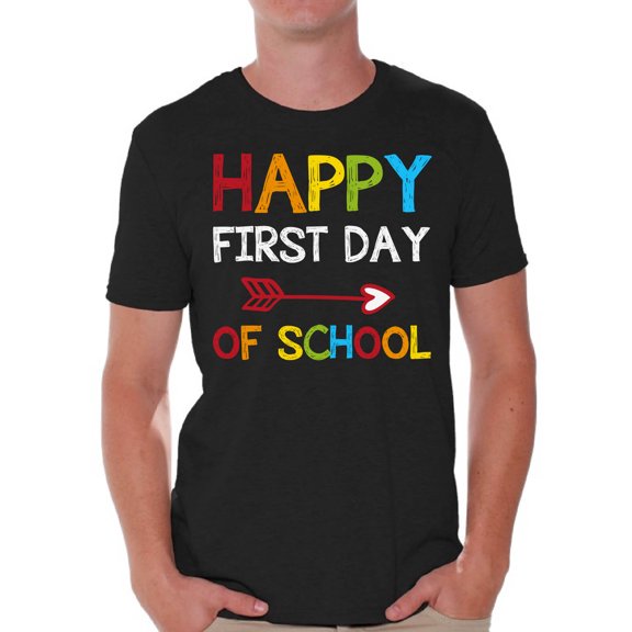 Back to School Teacher Shirts for Mens Happy First Day of School T Shirt Men School Theme Clothing Mens T-Shirt Funny School Teacher T Shirts