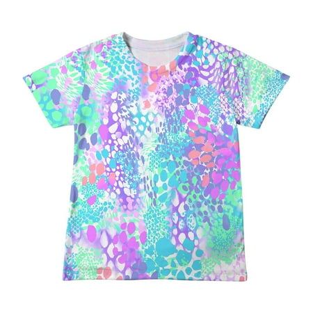 

QIPOPIQ Girls Shirts And Tops Clearance Summer Casual Loose Tshirt Girls Short Sleeve Gradient Print Tops Child Crewneck