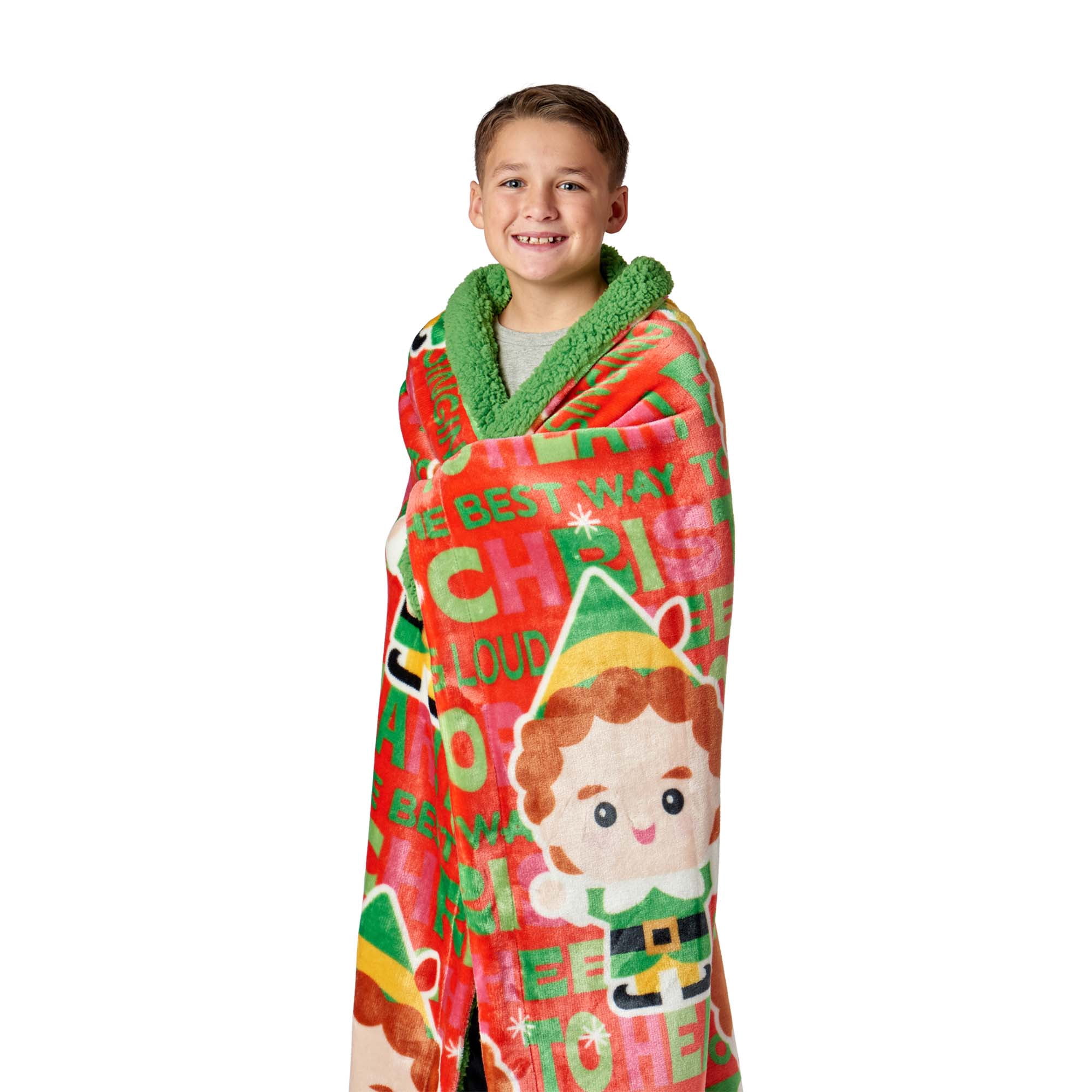 Elf Christmas Cheer Silk Touch Throw Blanket with Sherpa Reverse 50 x 60 inches