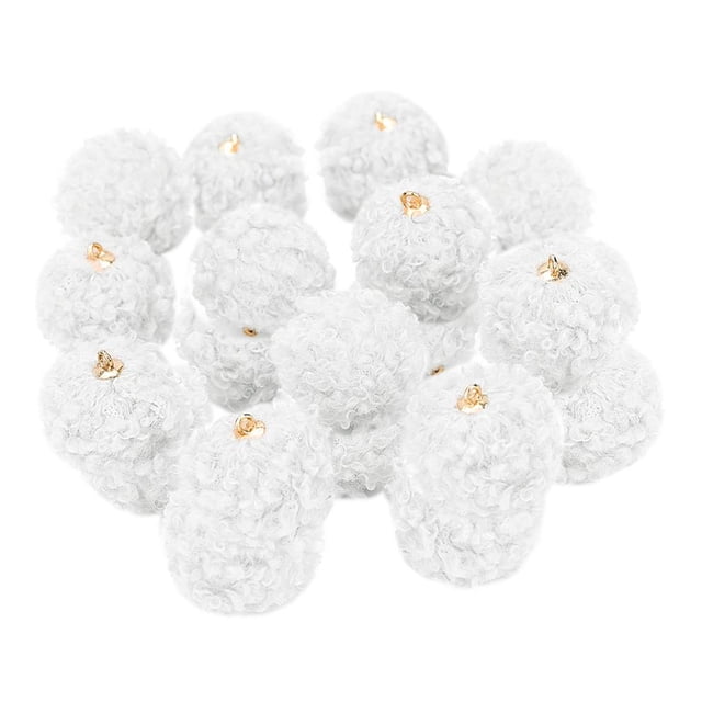 Paquete De 20pcs Colgante De Bola De Lana De Cordero Adornos Para Pendientes De Bricolaje, Ropa Decorativa, Artesanías De Costura Blanco Baoblaze Colgante del pendiente de la bola de piel
