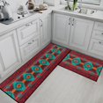 thumbnail image 2 of Western Ethnic Kitchen Rugs Set - Non-Skid Washable Tribal Kitchen Mats, Vintage Runner Rug, Red Turquoise Kitchen Decor, Set of 2, Ideal for Bohemian-Inspired Kitchens, 2 of 6