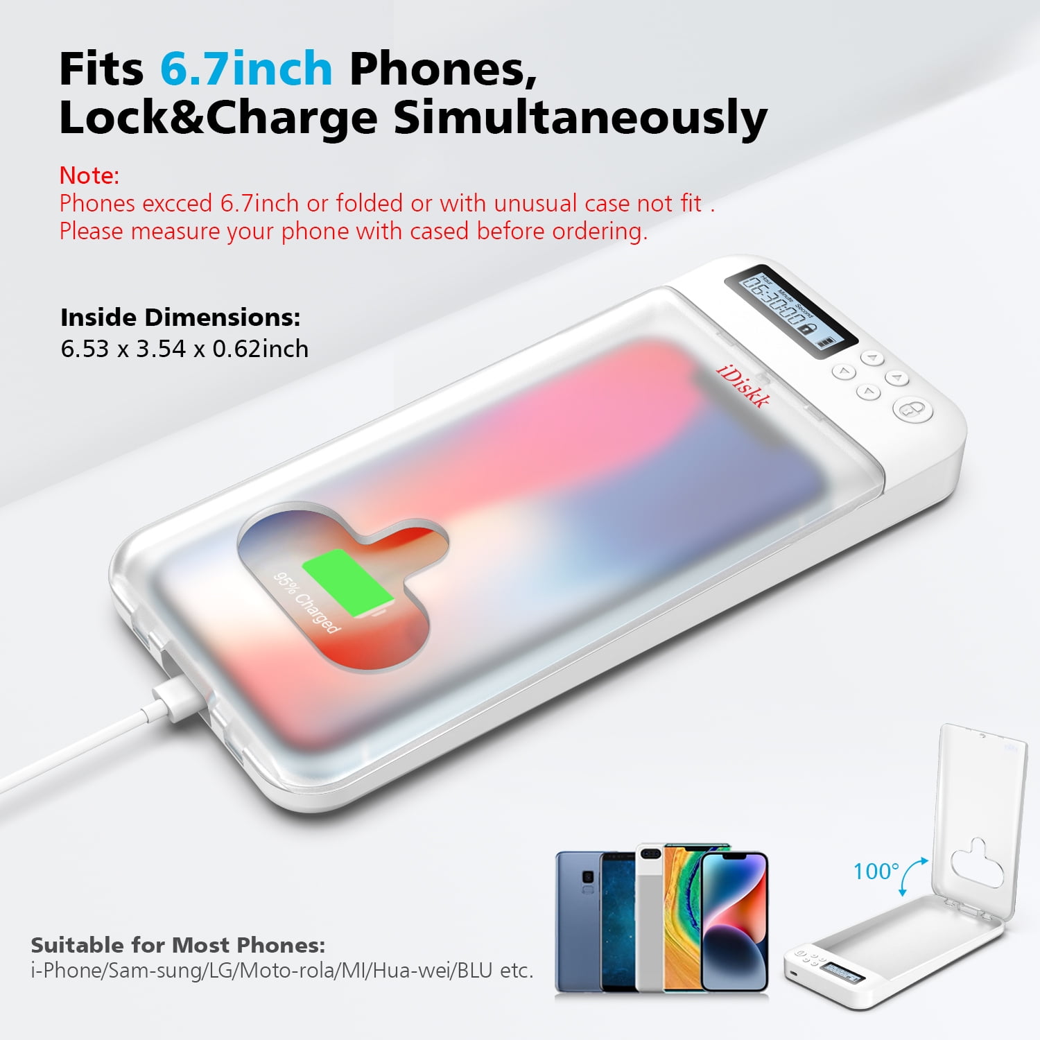 iDiskk Timer Phone Locker ホワイト iDiskk Cell Phone Lock Case