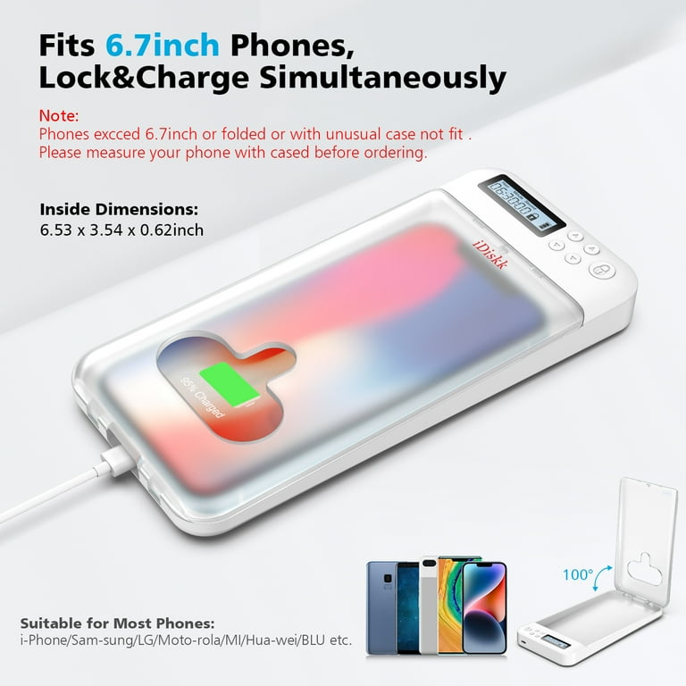 iDiskk Timer Phone Locker ホワイト iDiskk Portable Timed Phone Standalone Lock Box for iPhone