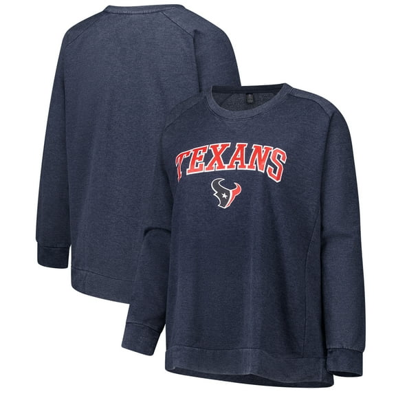 Women's Profile Navy Houston Texans Plus Size Acid Wash Raglan Sweatshirt