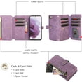 thumbnail image 2 of Crossbody Wallet Case for iPhone 7 Plus/iPhone 8 Plus, 9 Card Slots Adjustable Crossbody Zipper Cover Detachable Lanyard Strap Flip Case with Hand Strap Kickstand Case - Purple, 2 of 13