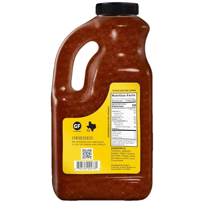 Mateo's Gourmet All Natural Salsa, Medium Heat, 70oz Extra Large Jug of Salsa