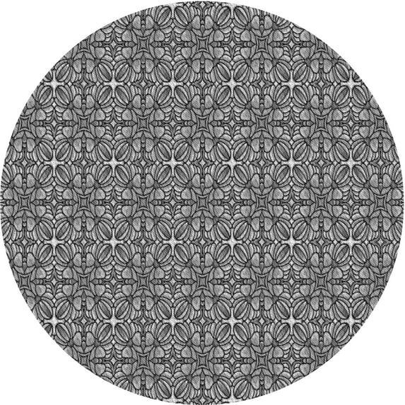 Ahgly Company Indoor Round Patterned Dark Gray Area Rugs, 7' Round