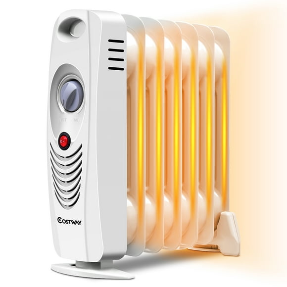 Costway 700 W Portable Mini Electric Oil Filled Radiator Heater 7-Fin Thermostat Home