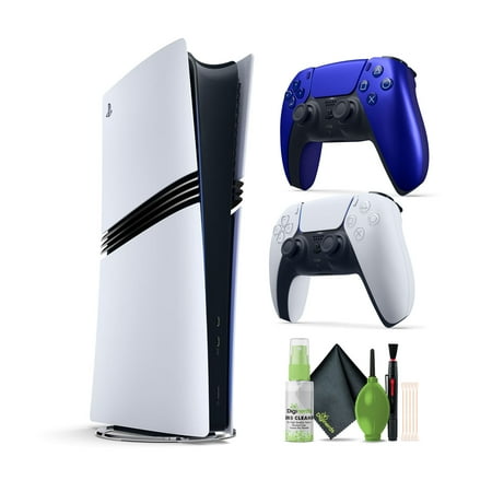 PlayStation 5 Pro (2TB Console) + Sony PS5 DualSense Wireless Controller V2 (2024 Model) - Cobalt Blue + Diginerds Cleaning Kit
