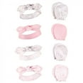 thumbnail image 2 of Hudson Baby Infant Girl 16Pc Cotton Headband and Scratch Mitten Set, Gray Feather Pink Bandana, 0-6 Months, 2 of 3