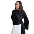 thumbnail image 3 of ELOQUII Women's Plus Size Draped Tie-Waist Top, 3 of 5