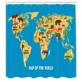 thumbnail image 3 of Ambesonne Blue White Shower Curtain, Flat Map of World, 69"Wx75"L, Blue Pale Orange Brown, 3 of 5