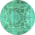 thumbnail image 1 of Ahgly Company Indoor Round Persian Turquoise Blue Traditional Area Rugs, 4' Round, 1 of 4