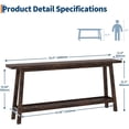 thumbnail image 2 of 70.9In Narrow Console Table 2-Tier Heavy Duty 110 lbs Rustic Sofa Table Behind Couch for Hallway Rustic Brown, 2 of 8