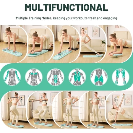 Pilates Board Reformer Portable Foldable Home Workout Kit with Timer for Abs Glutes Fitness Exercise
