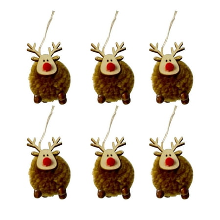 

Dezsed Christmas Decorations Clearance 6PC Christmas Tree Decorations Small Accessories Fabric Christmas Deer Plush Doll Pendant Multicolour A