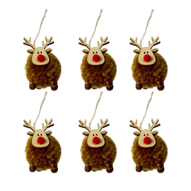 Xihbxyly 6 Colgantes para Árbol de Navidad, Diseño de Ciervo de Tela, Artesanía Exquisita, Decoración Navideña, Decoraciones para Fiestas, Uso Versátil, Tamaño 6 X 6 X 4 Cm, Perfectos para Exhibicion