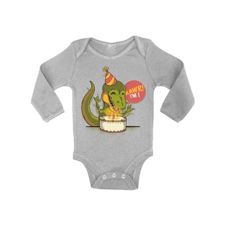 

Awkward Styles 1st Birthday Bodysuit I m One Dinosaur Baby Romper