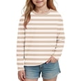 thumbnail image 7 of JYnXIANTI Little Girls Boys Long Sleeve Shirts Lightweight Round Neck Striped T Shirts Teens Loose Soft Tops Unisex Casual Clothes, 7 of 7