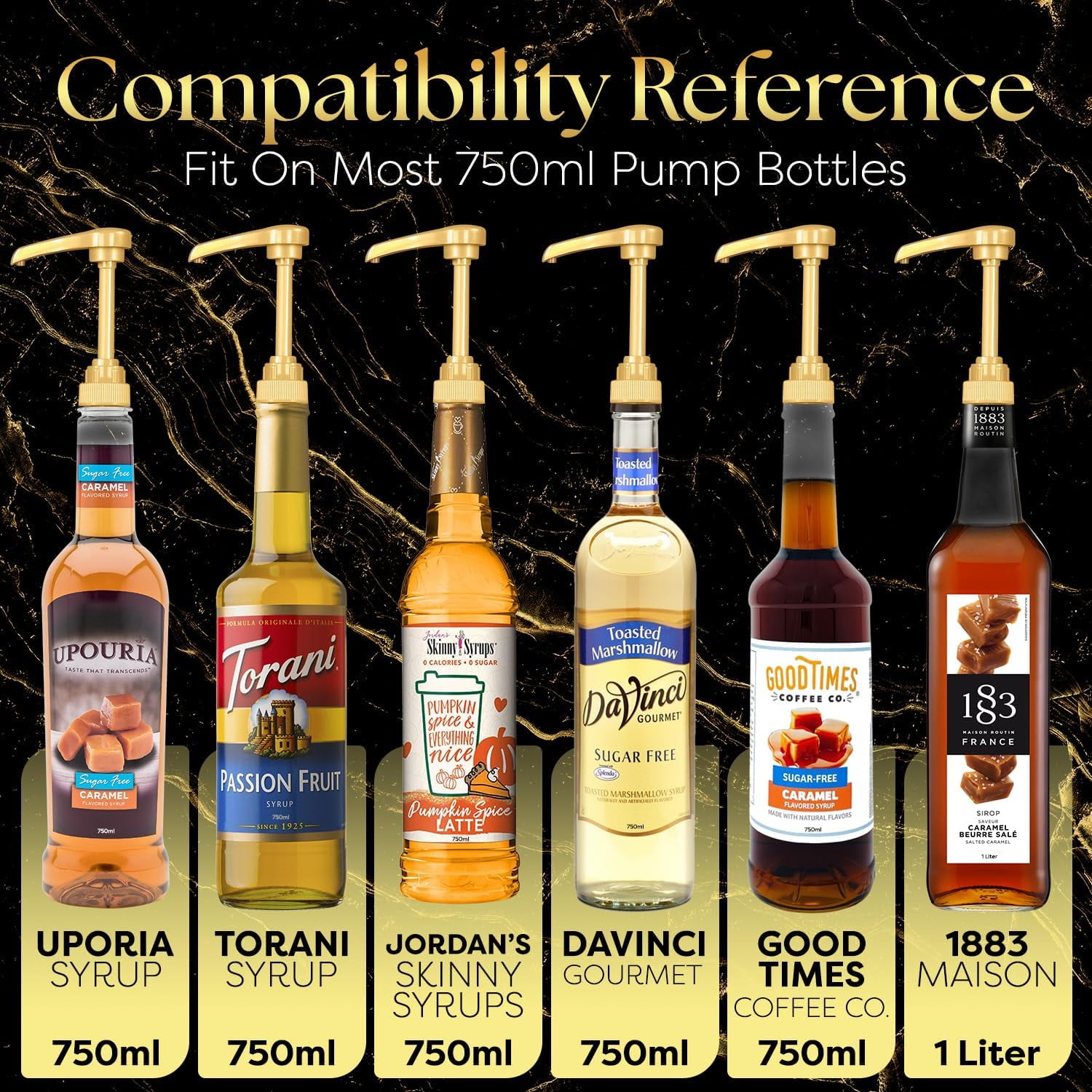 Fresh Finest Coffee Syrup Pump Dispenser for Most 25.4 Oz/750 ml Syrup Bottle Types