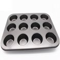 thumbnail image 2 of 12-Compartment Cup Carbon Steel Muffin Cupcake Baking Pan Non-Stick Dishwasher Microwave Safe Mini Cupcake Pan, 2 of 8