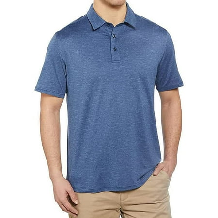 G.H. Bass & Co. Men's Short Sleeve Cooling Stretch UPF 50 Polo (Navy Blazer Heather, Medium)